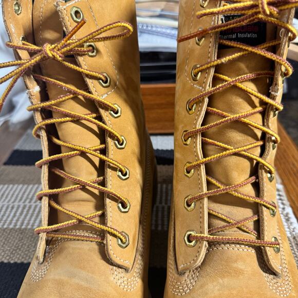 Dunham Thinsulate Workboot Men 9.5 Mid-Wide Tan Leather Laceup Thermal Insulate - Picture 6 of 9